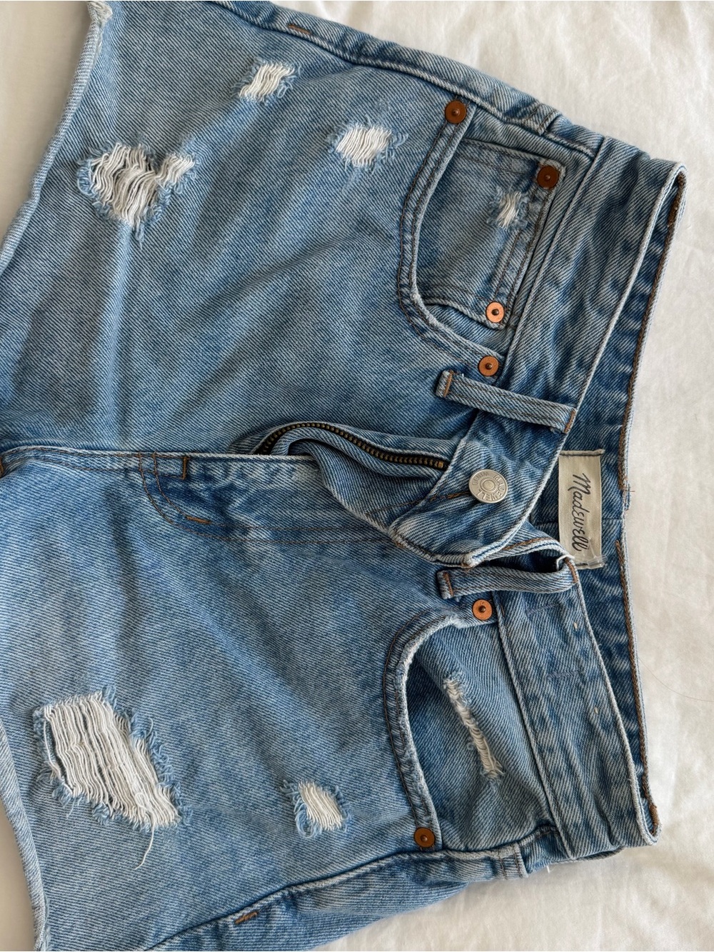 Madewell Light Blue Distressed Jean Shorts